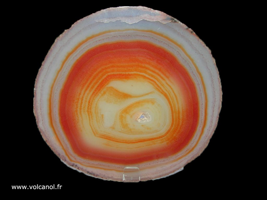 Tranche d'agate rouge et orange