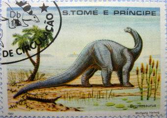 Timbre représentant un brontosaurus (Sauropode) 