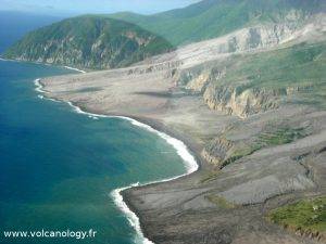 Le delta de la Tar River de Soufrière Hills de Montserrat