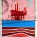 Plateforme pétrolière en mer de Grande-Bretagne et vue des couches géologiques